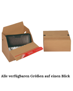 Versandkarton mit Blitzboden und Selbstklebeverschluss von 100 bis 199mm Länge
