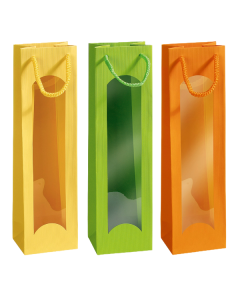 Flaschentragetaschen aus Kraftpapier in verschiedenen Farben erhältlich. Geeignet für 1x0.75 Liter Flasche