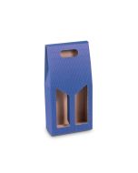 Flaschentragekarton offene Welle blau, passend für 2 Flaschen mit 0,75L #70305
