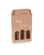 Flaschentragekarton natur mit Aufdruck Wein/Vino, passend für 3 Flaschen mit 0,75L #70713