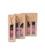 Flaschentragetasche aus Kraftpapier mit Sichtfenster und Kordel natur für 2x0.75Liter Flaschen #70812