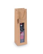 Flaschentragetasche aus Kraftpapier mit Sichtfenster und Kordel natur für Magnum Flaschen #70829